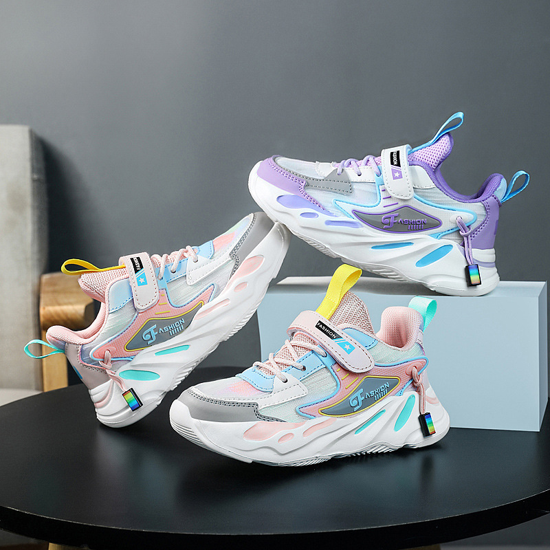 Children's Shoes, Boys' Lightweight Soft Thick-Soled Primary School Students' Running Sneakers, Medium and Large Kidsren's Mesh Breathable Casual Dad Shoes