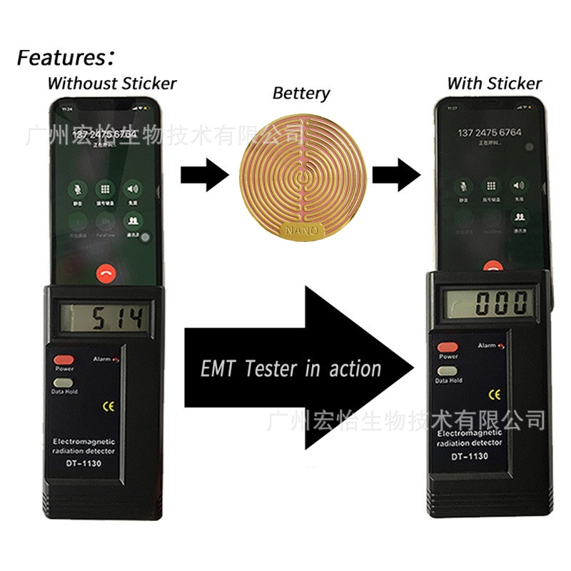 2025 New Amazon Export Radiation Protection Energy Coil Hollow Mobile Phone Sticker/24K Metal Energy Mobile Phone Sticker