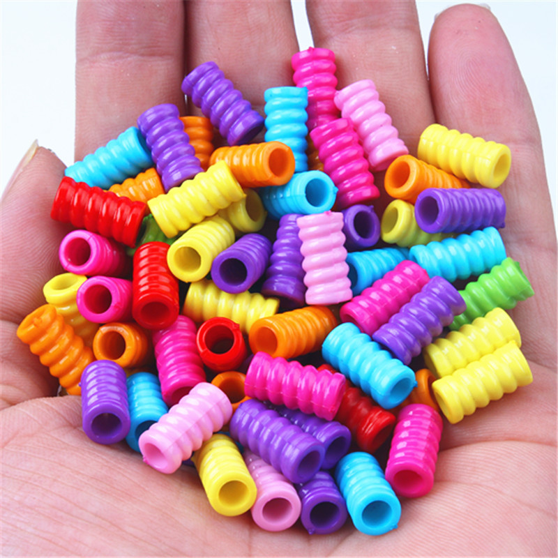 African Wig Dirty Braid Reggae Plastic Colorful Hair Ring Big Hole Bead Headwear Children's Hair Braid DIY Beads