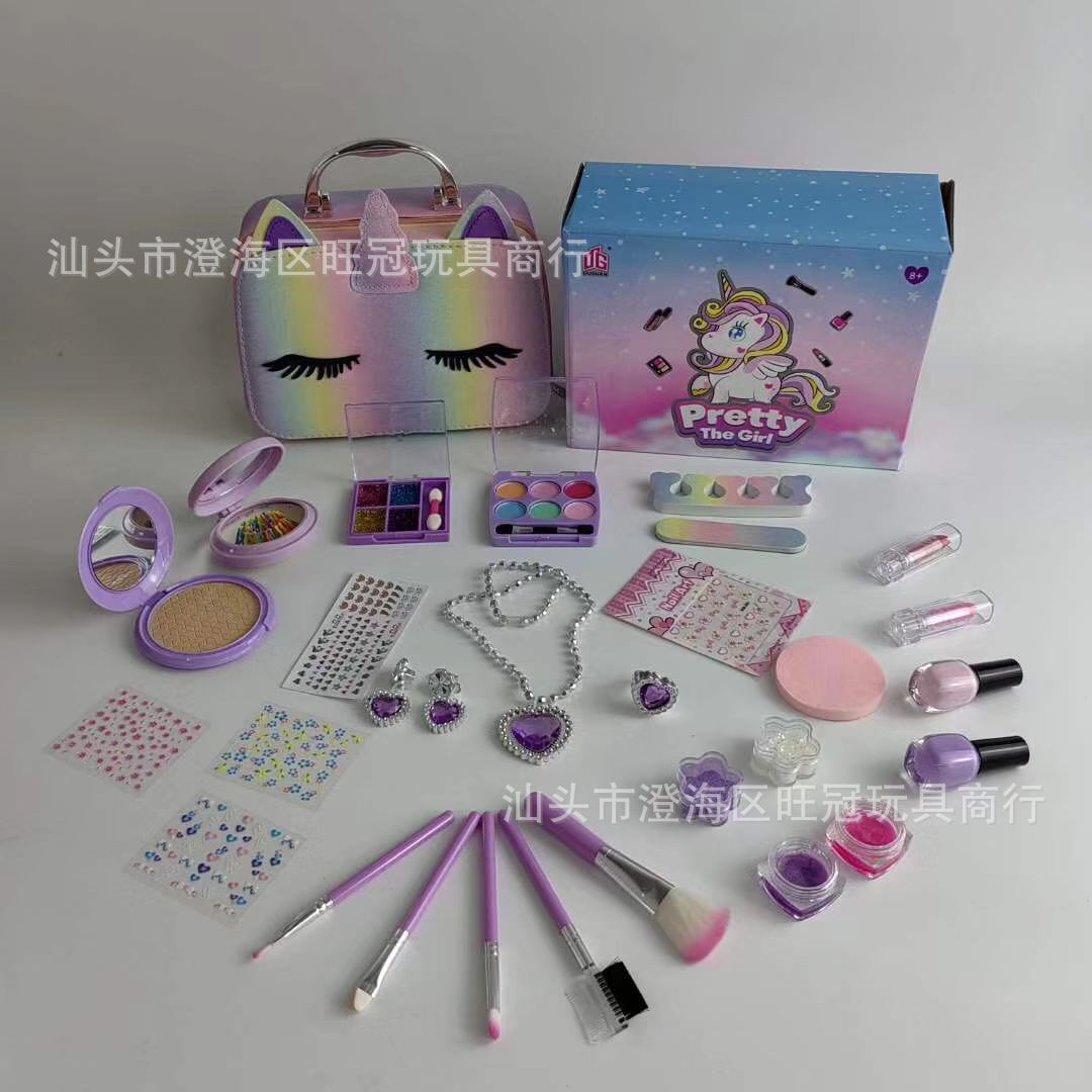 Amazon Children's Makeup Toys Play House Unicorn Sold Makeup Dressing Cosmetics Toys Eyeshadow Lipstick Set