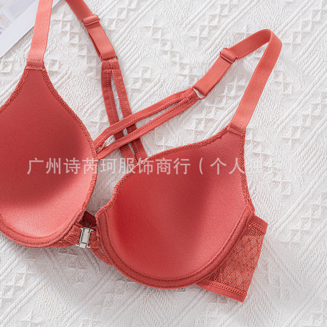 Cross-Border Plus-Size European and American Temu Bra with Underwire, Front Clasp, More Supportive, Cross-Back Design, Backless, Enhances Bust Appearance