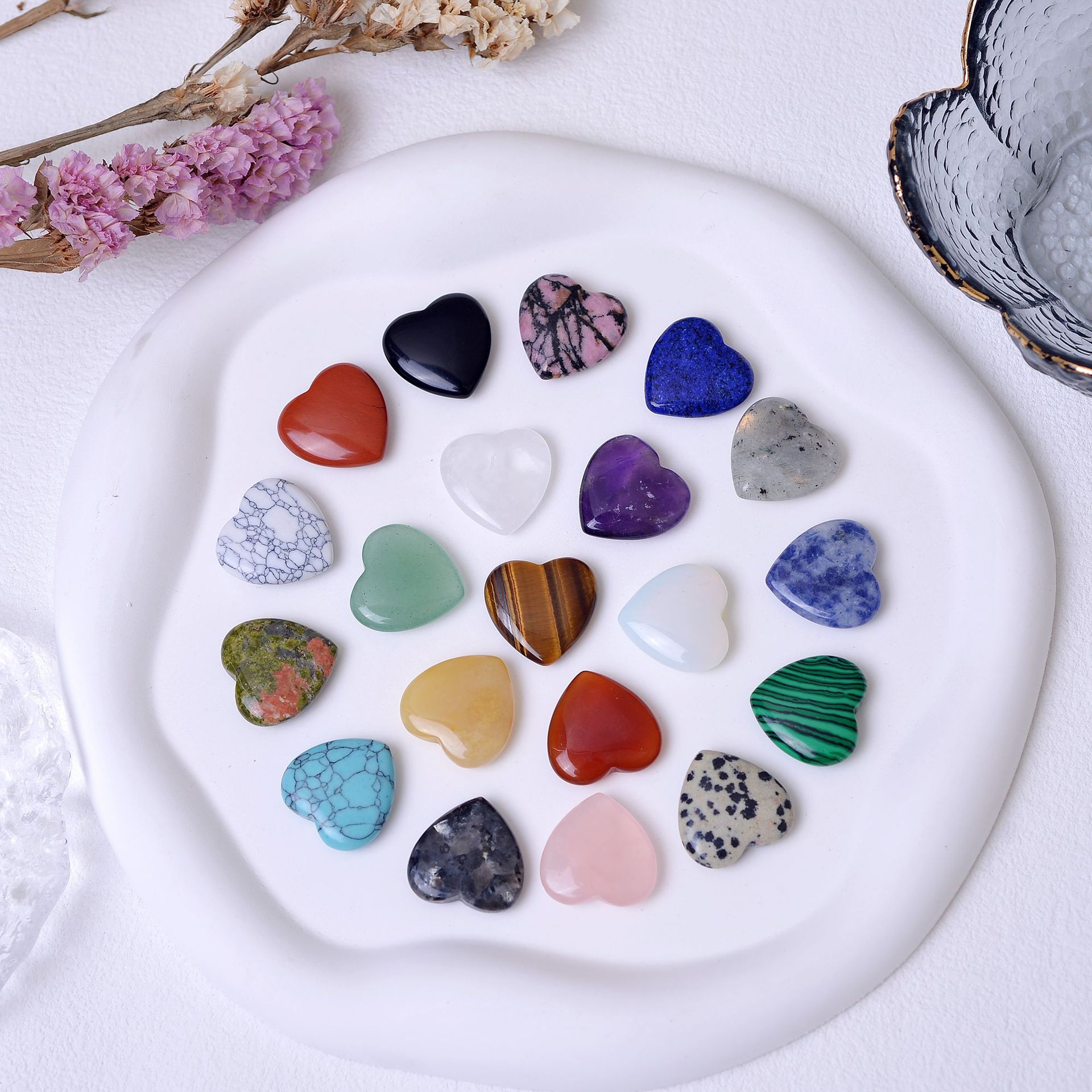 Amazon Natural Crystal 2cm Love Bare Stone Pendant Heart-shaped Ornaments Peach Heart Gem Crafts Non-porous Peach Heart