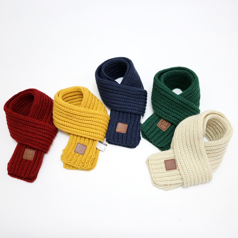 Children's scarf fashion solid color knitted South Korea hot winter warm scarf men and women baby all-match wool collar