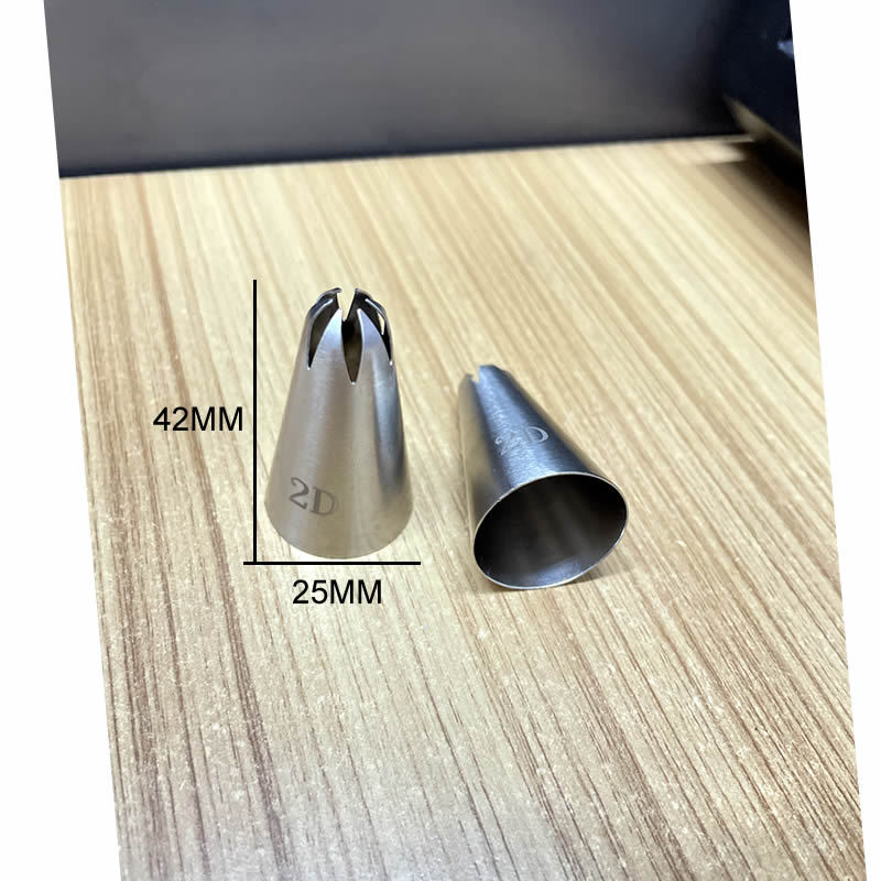 2D 6-tooth pastry nozzle 25MM caliber 304 seamless stainless steel cookie cake decoration nozzle baking DIY tool
