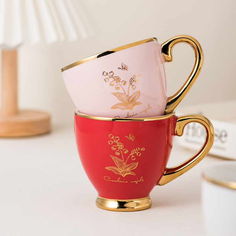 Creative Light Luxury Electroplated Ceramic Cup Home Office Afternoon Tea Restaurant Coffee Cup Souvenir Cup Mug