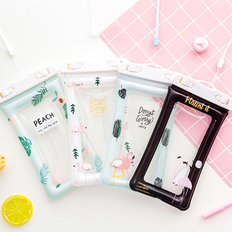 Large cartoon mobile phone waterproof bag touch screen swimming diving cover rider take-out rain-proof shell sealed bag with airbag