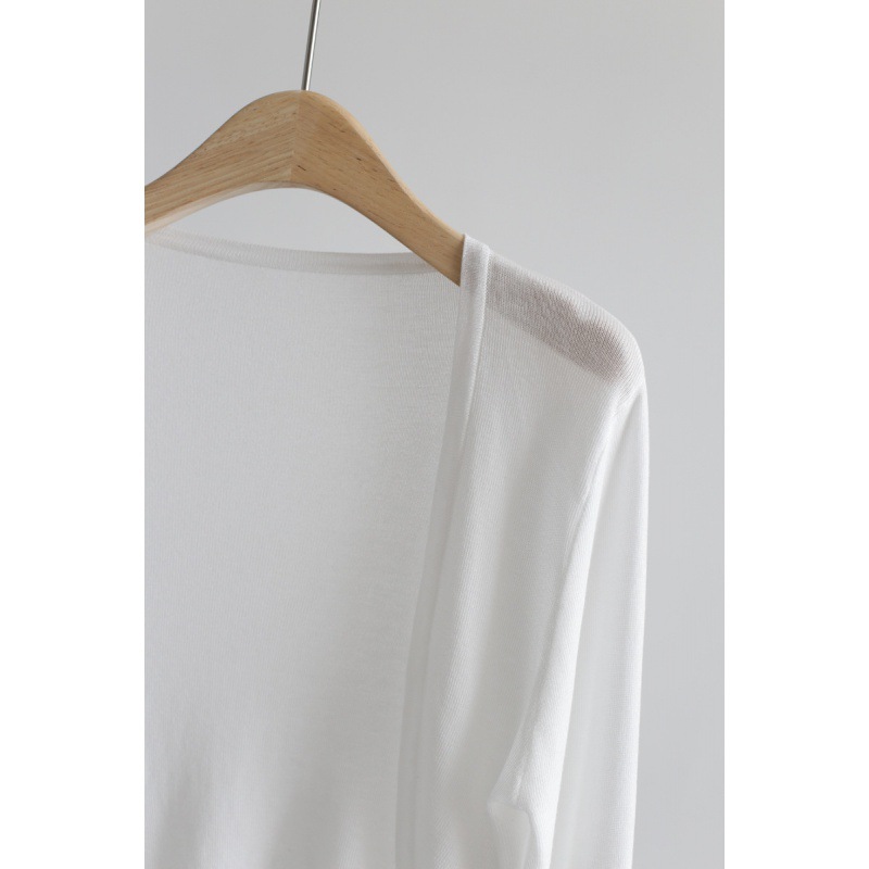 Ice Silk Cardigan Long-Sleeved Buttonless Shawl Thin Knitted Sun Protection Shirt 2025 Summer Slim Outer Wear Women's Air-Conditioning Shirt Open Collar