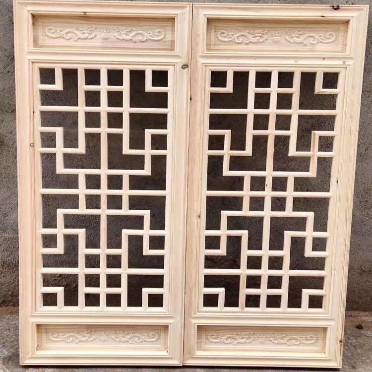 Source Factory Goods Solid Wood Antique Flower Pane Window Factory Direct Supply Wholesale Dongyang Wood Carving Cut Out Mortise and Tenon Chinese Flower Window