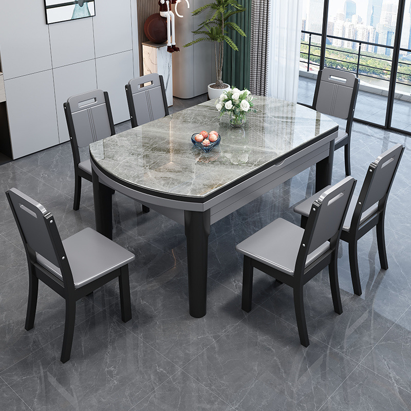 Rock Plate Dining Table Light Luxury Table and Chair Combination Integrated Induction Cooker Square and Round Dual-Use Dining Table Household Small Apartment Simple Dining Table