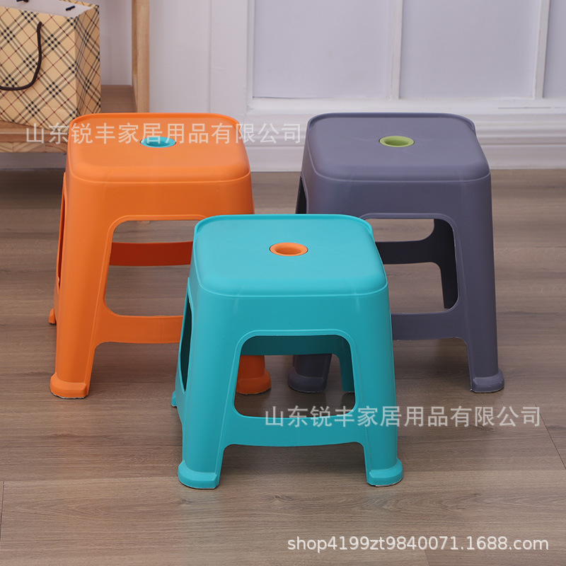 Household Thickened Plastic Stool Wholesale Stackable Square Bench Shoe Changing Stool Living Room Dining Table High Foot Plastic Chair