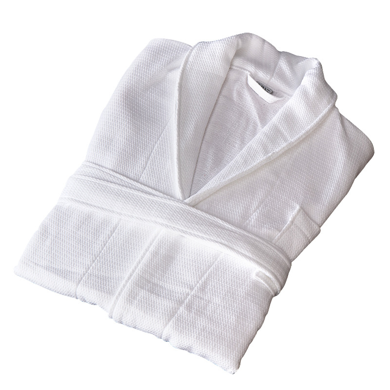 Five-star hotel bathrobe waffle men's and women's long high-grade double-layer bathrobe beauty salon bathrobe homestay nightgown