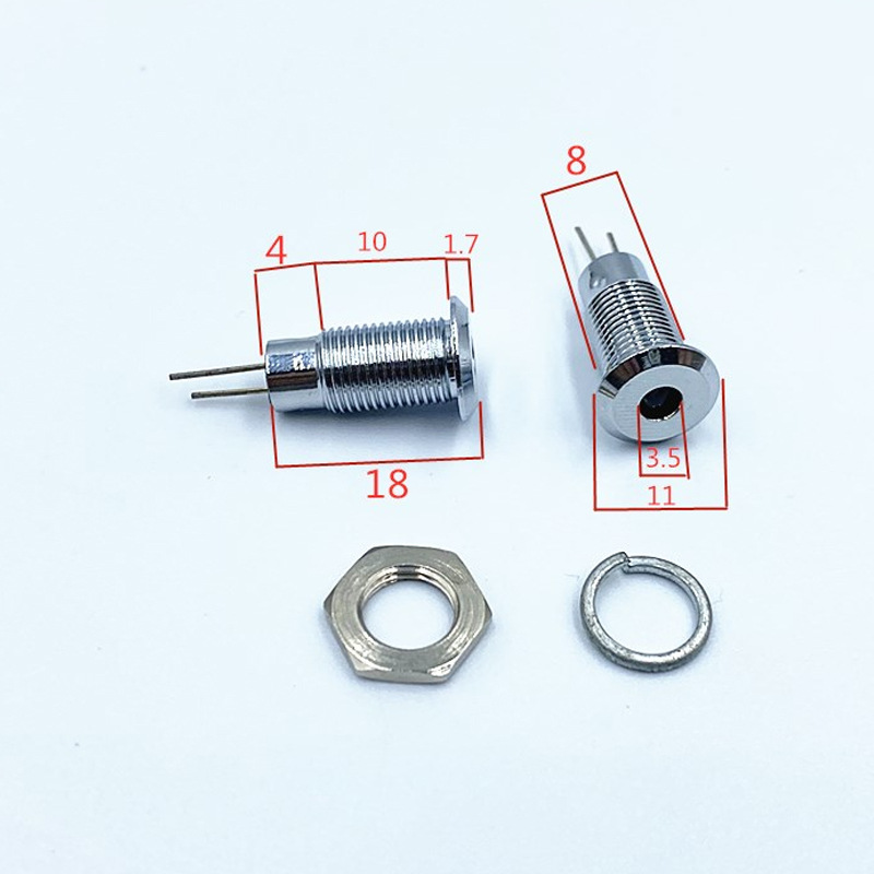 8MM metal indicator signal LED power light vehicle light regulator lift panel light 12V24V220V