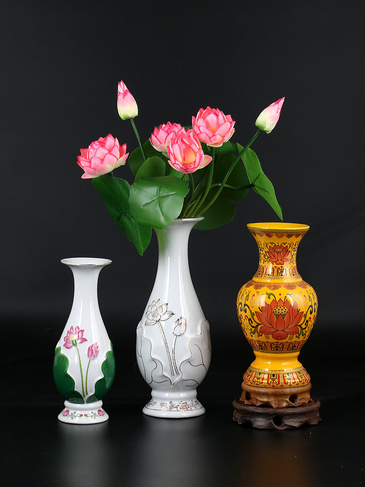 Керамическая ваза Будды для гостиной, бутылка для очистки воды Гуаньинь, ваза для лотоса, простая ваза для домашнего декора