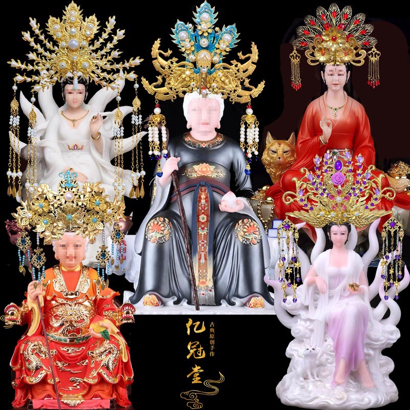 Ручная работа, статуя бога, корона Феникса, шляпа Будды, корона Дао Му Юаньцзюнь, чёрно-белая, корона для статуи Будды