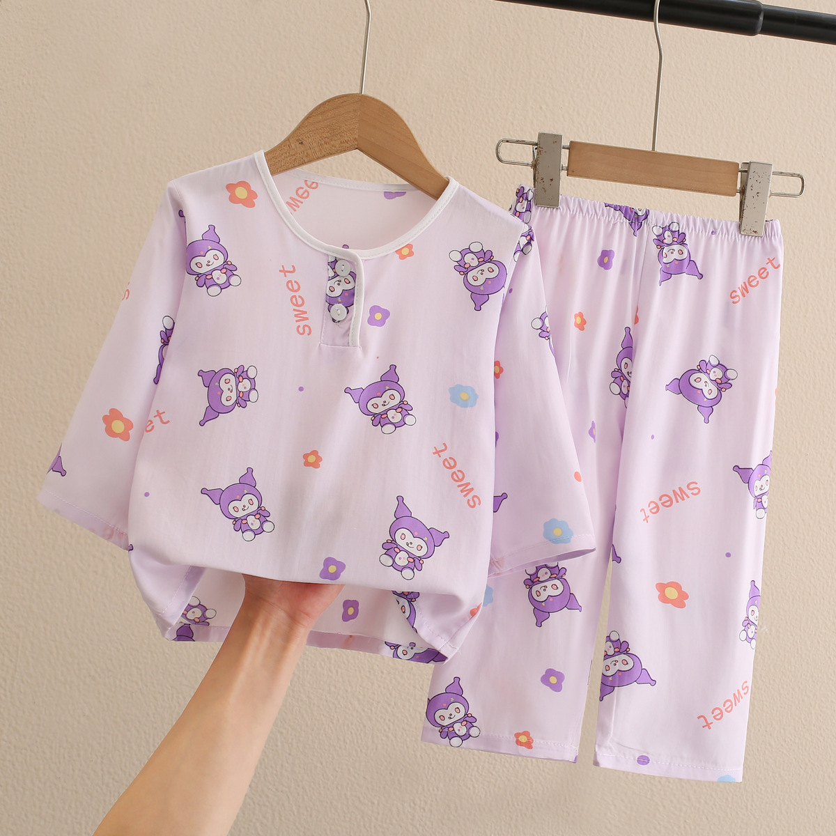 Long Sleeve trousers cotton silk summer children Boy thin suit summer children's cotton silk pajamas Boys Girls baby