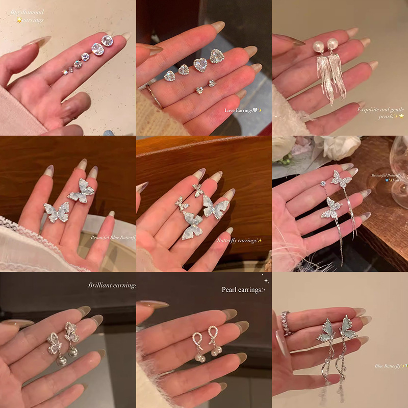 Ins Style Pearl Earrings Women's 925 Silver Needle Niche Design Butterfly Earrings Light Luxury Advanced Sense Earrings Earrings Earrings