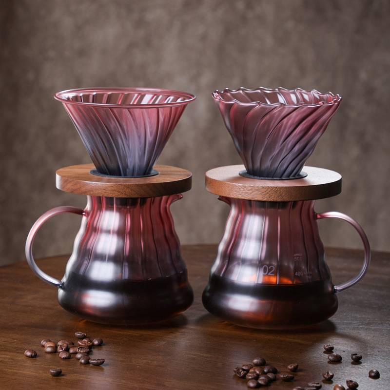 Заводская кастрюля для кофе из стекла, ручная пробивная кастрюля, цвет ореха, комплект кофейного фильтра