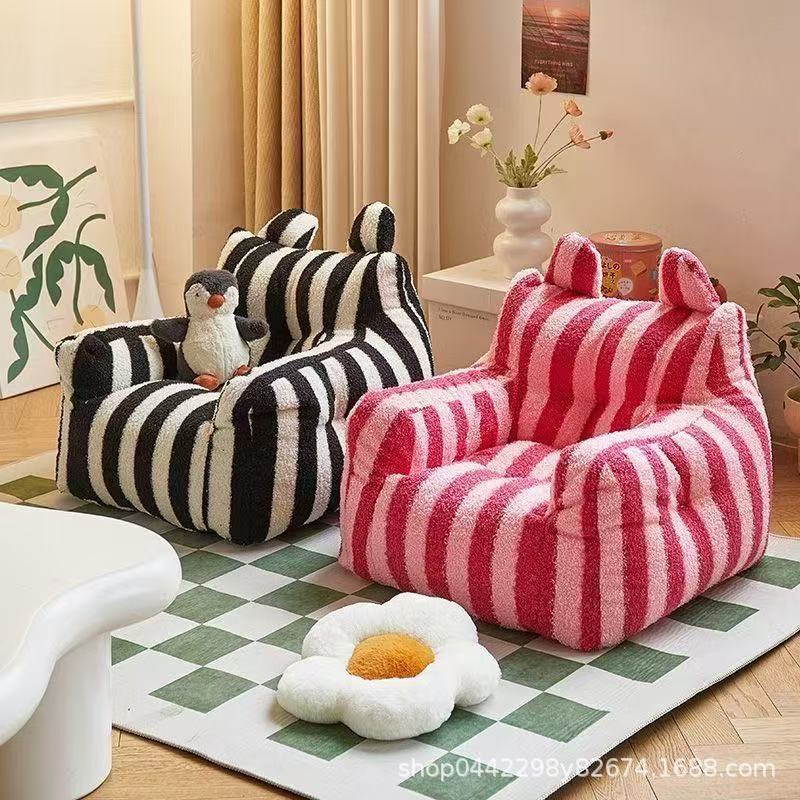 Internet Popular Lazy Sofa Chair Dopamine Children Mini Sofa Baby Reading Corner Cute Small Sofa Cartoon Stripes