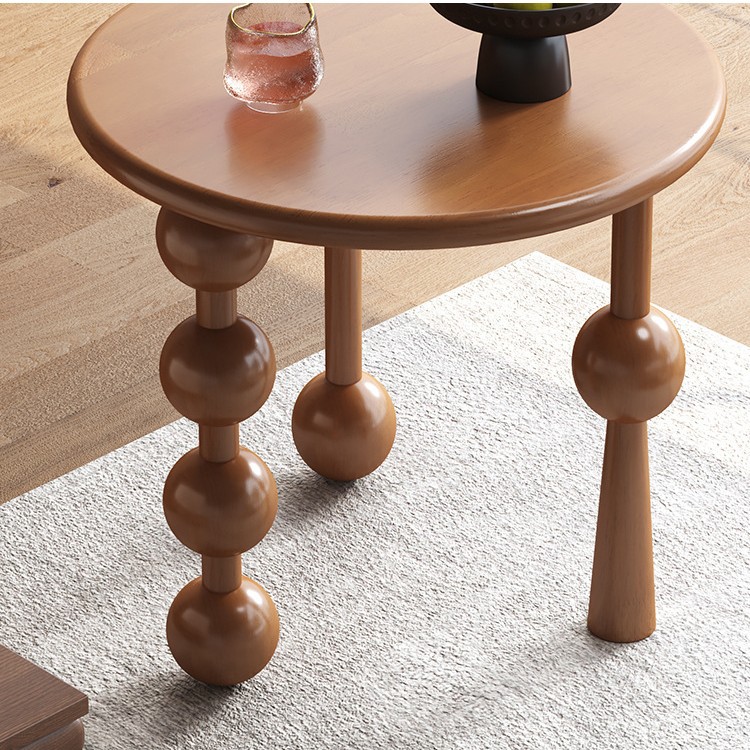 Nordic Solid Wood Round Small Coffee Table Simple Modern Small Apartment Home Corner Table Wooden Living Room Simple Small Tea Table
