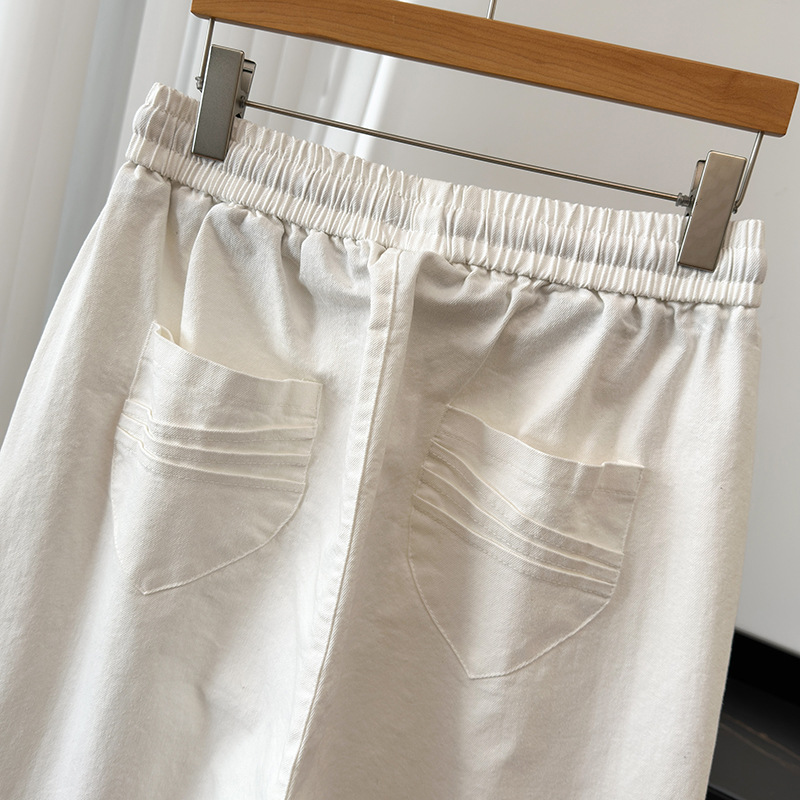 Autumn and winter plus size elastic waist simple radish pants women 300kg fleece-lined thick Joker casual dad jeans