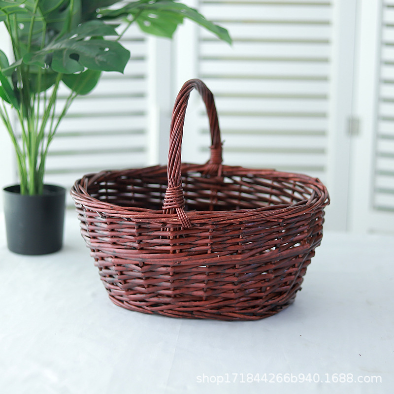 Earth egg blue bamboo wicker basket wholesale egg gift blue hand bamboo basket egg frame basket