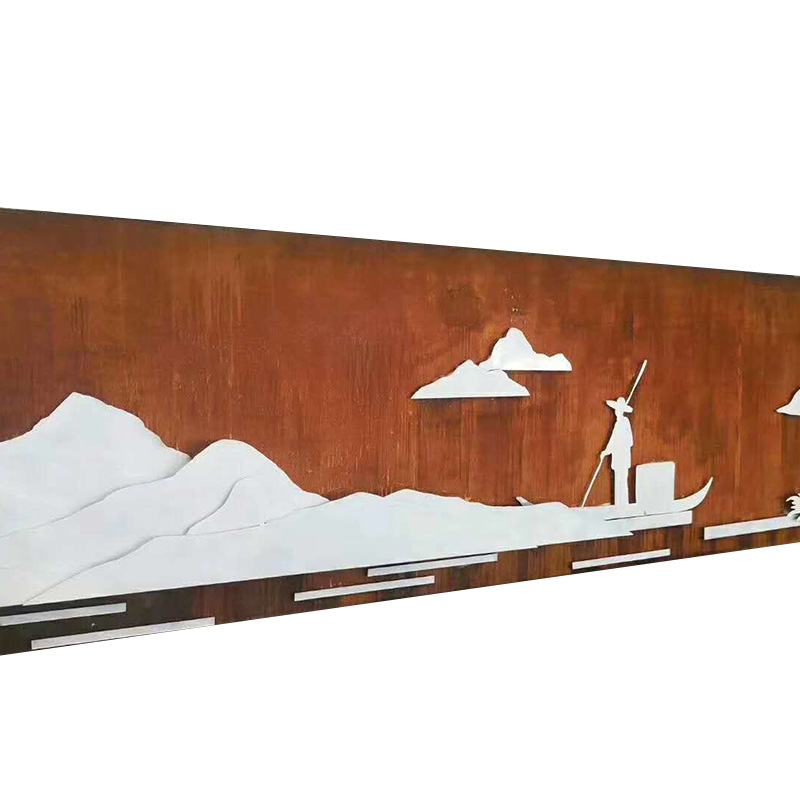 Manufacturer Produces Weather-Resistant Steel Plate Curtain Wall, Weather-Resistant Steel Plate Sculpture, Red Cultural Landscape Wall, Rust Red Weather-Resistant Steel Plate