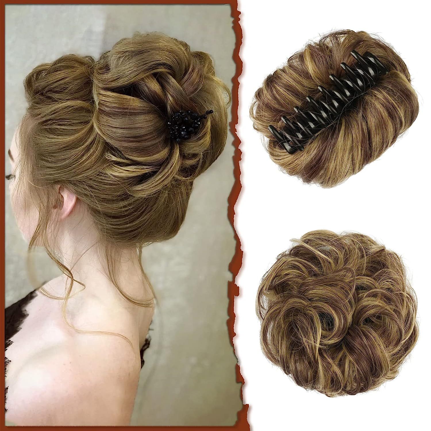 Fashionable Large Claw Clip Messy Bun Hairpiece for Women, European and American Cross-Border Wholesale