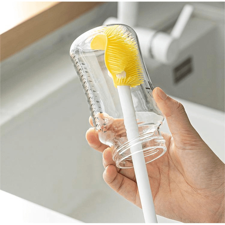 Silicone Long Handle Cup Brush Artifact Washing Cup Brush Three-in-One Milk Bottle Brush Cleaning No Dead Angle Cup Lid Washing Cup Brush