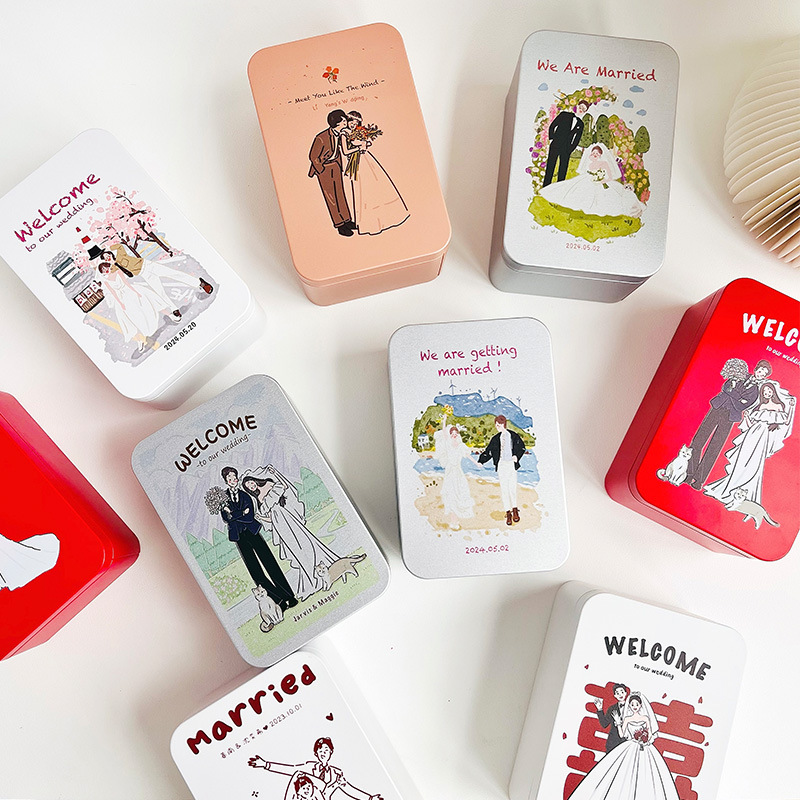 Rectangular Tinplate Box Wedding Gift Candy Box Can Put Cigarette Tea Bag Sealed Tea Cans Cosmetic Candy Box