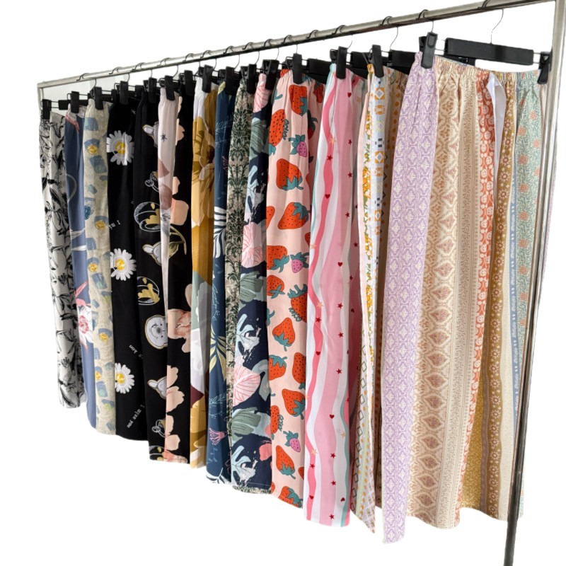 Cotton Silk Pajama Pants Women's Summer plus size Slim-fit Thin Artificial Cotton Outer Wearable Household Loose Casual Pants