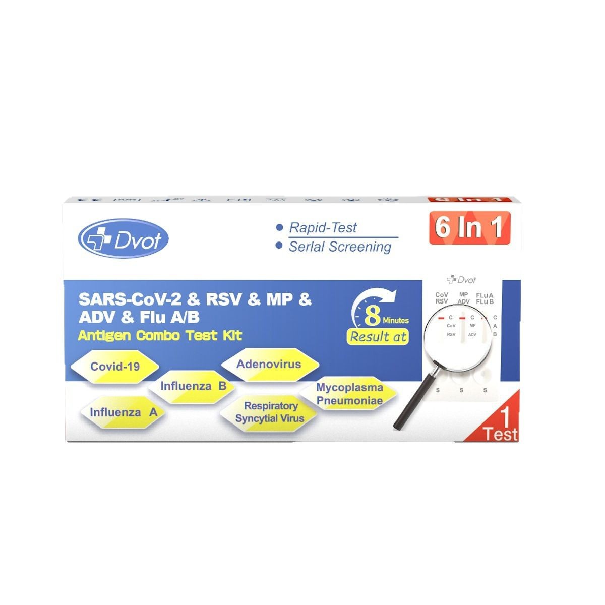 DVOT Six-in-One Cross-Border English Version 6 Joint Inspection Antigen Test Kit Exported to Hong Kong and Macao Self-Test