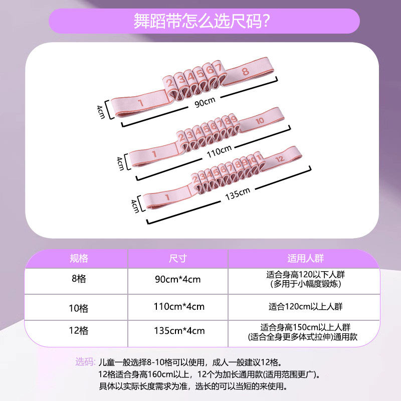 Dance Stretch Band Special Digital Segment 8 Lattice 12 Lattice Yoga Resistance Band Children's Stretching Band Tension Band