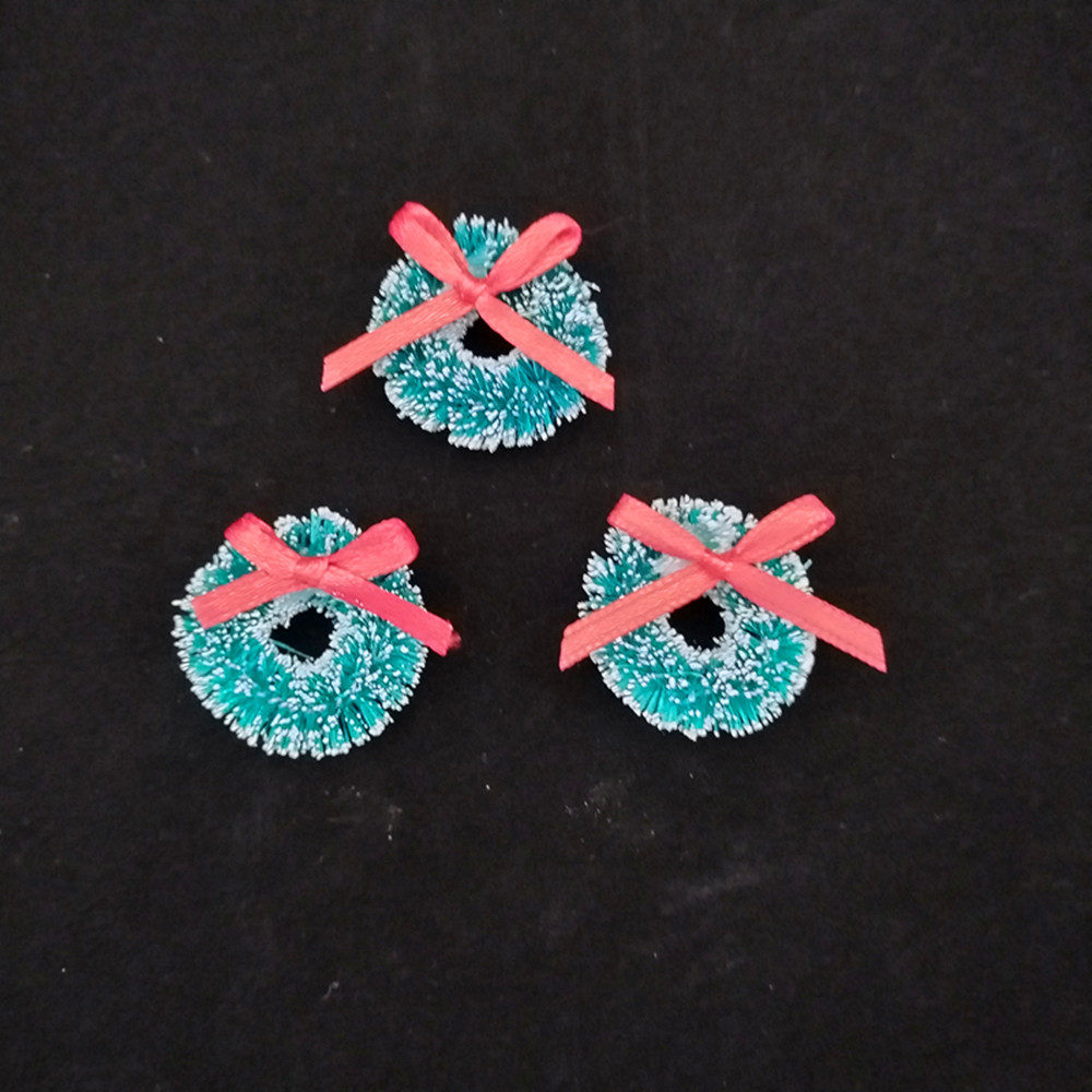 Sisal Silk Garland Christmas Mini Wreath Blue-Green Snow Decorative Ornaments 3-5cm Variety