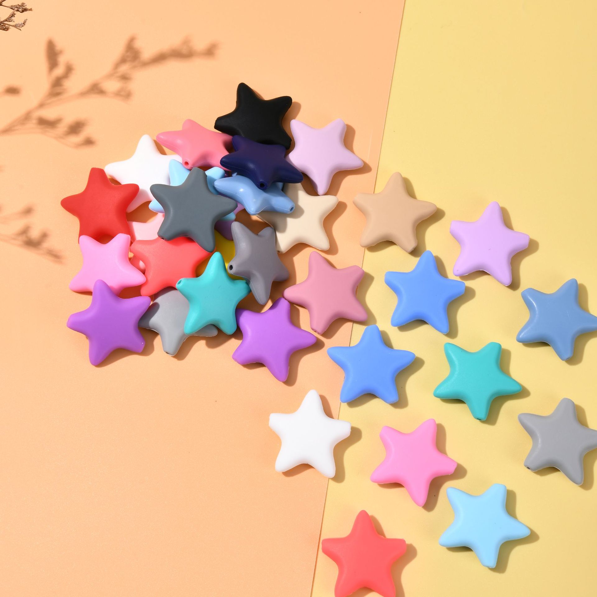 Silicone Beads Five-Pointed Star Silicone Beads 35mm Kidsren's Teether Safety Loose Beads DIY Accessories Spot Wholesale Silicone Beads