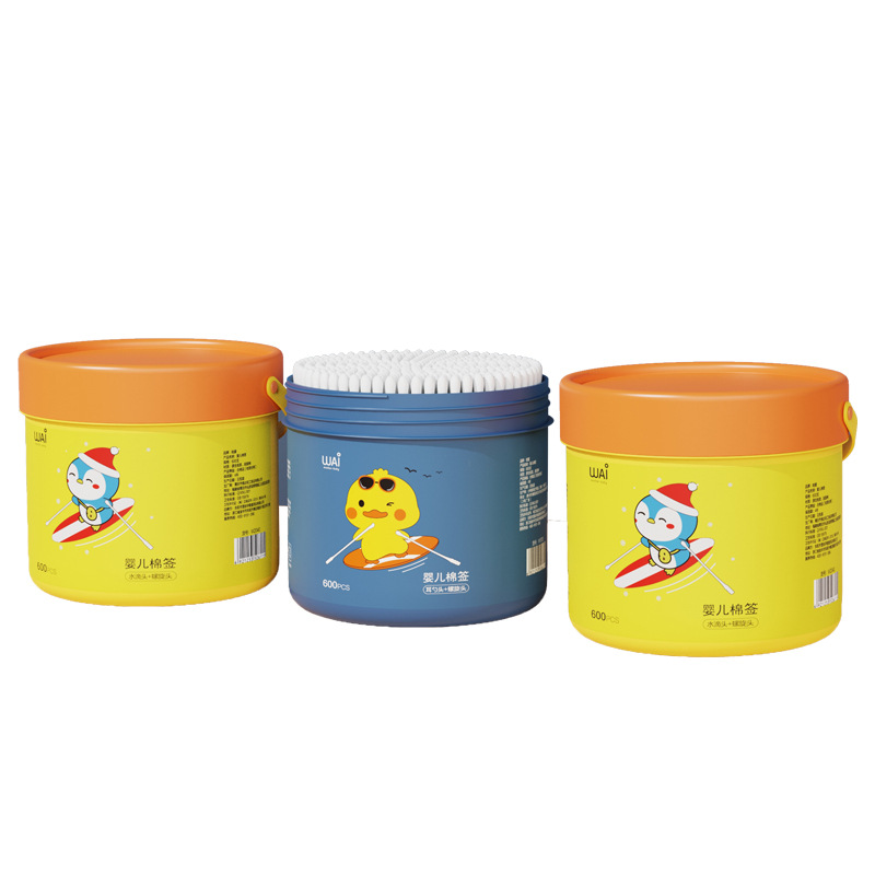 Wow love baby cotton swab thin small cotton swab double head children's cotton swab ear spoon small head fine in stock boxed