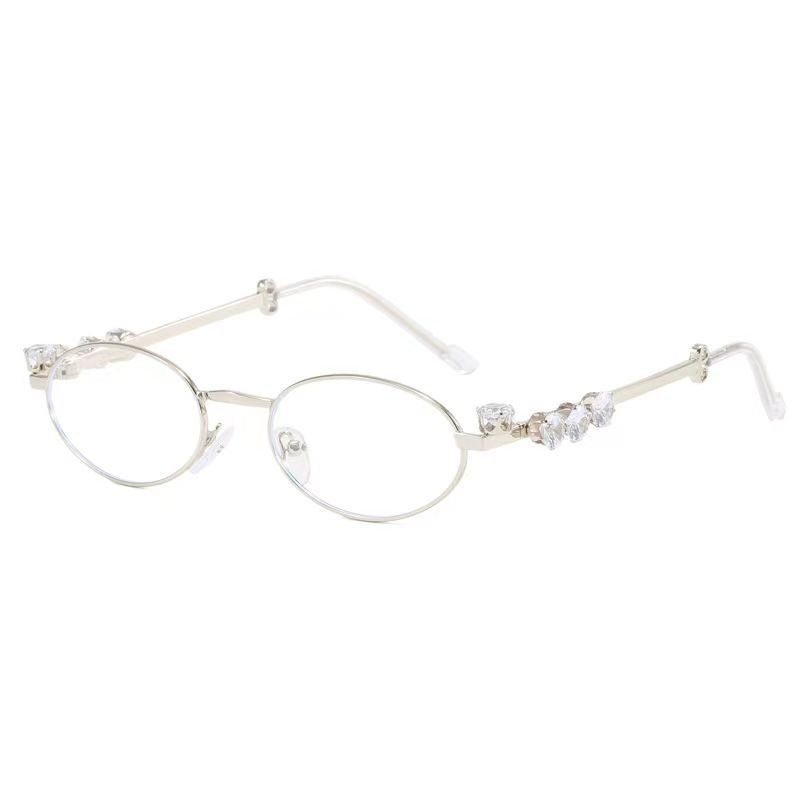 25 New Y2K Medieval Style Heavy Industry Diamond Fashion Metal European and American Style Sunglasses Anti-Blue Light Flat Glasses