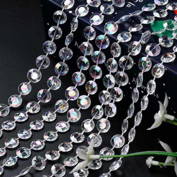 Factory Direct Sales Acrylic Transparent Colorful Bead Chain DIY Wedding Background Decoration Wedding