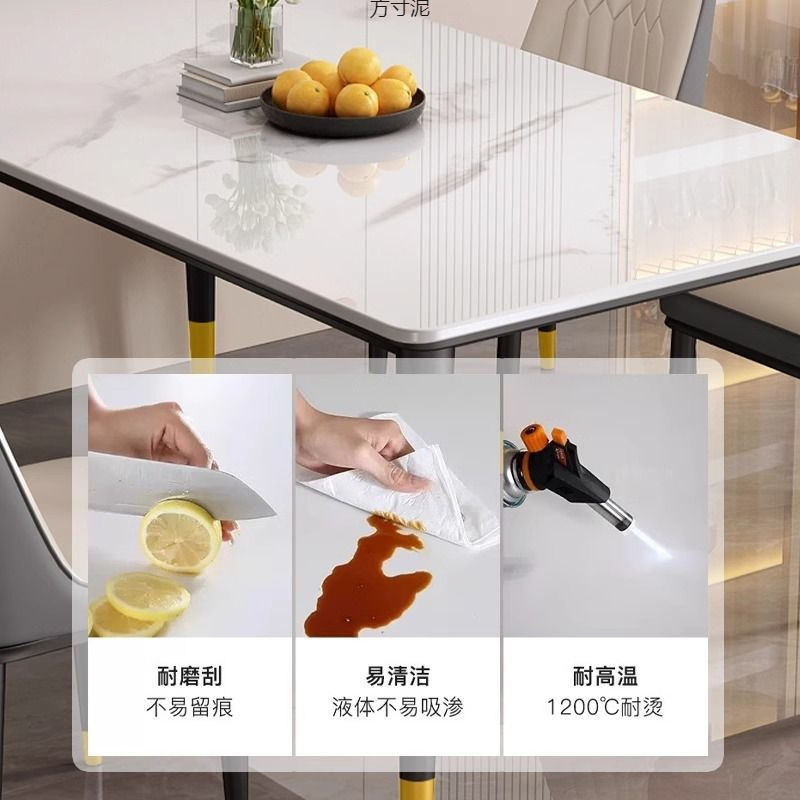 2025 New Italian-Style Slate Folding Dining Table and Chair Set, Modern and Simple, Suitable for Small Apartments, Can Be Installed, Rectangular Shape