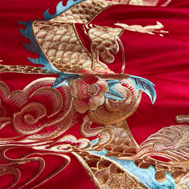 25 new cotton cotton long-staple cotton 100 new Chinese embroidery wedding four-piece multi-piece dowry bed