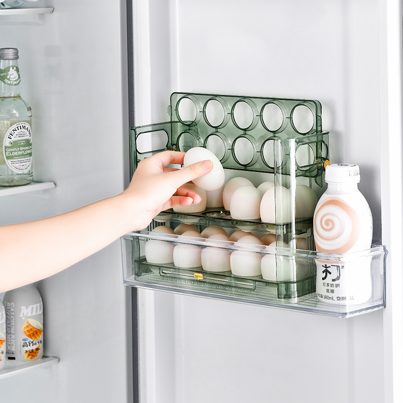 Egg storage box kitchen fresh-keeping egg box storage artifact refrigerator side door egg holder flip egg rack