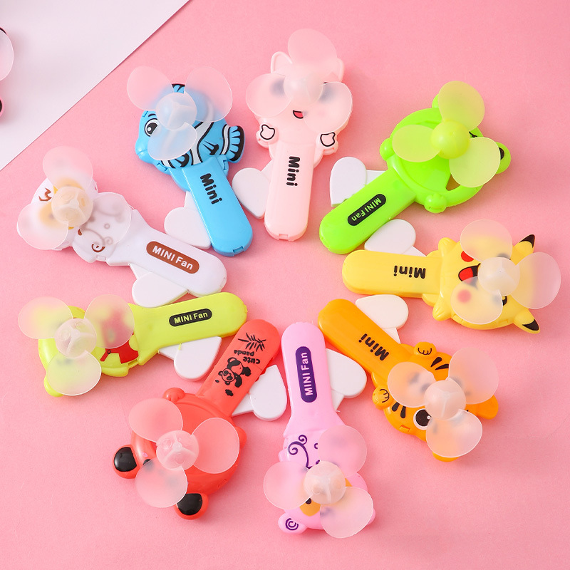 Cartoon hand-pressed fan summer hand-operated fan children's toy mini fan student hand-held fan push gift