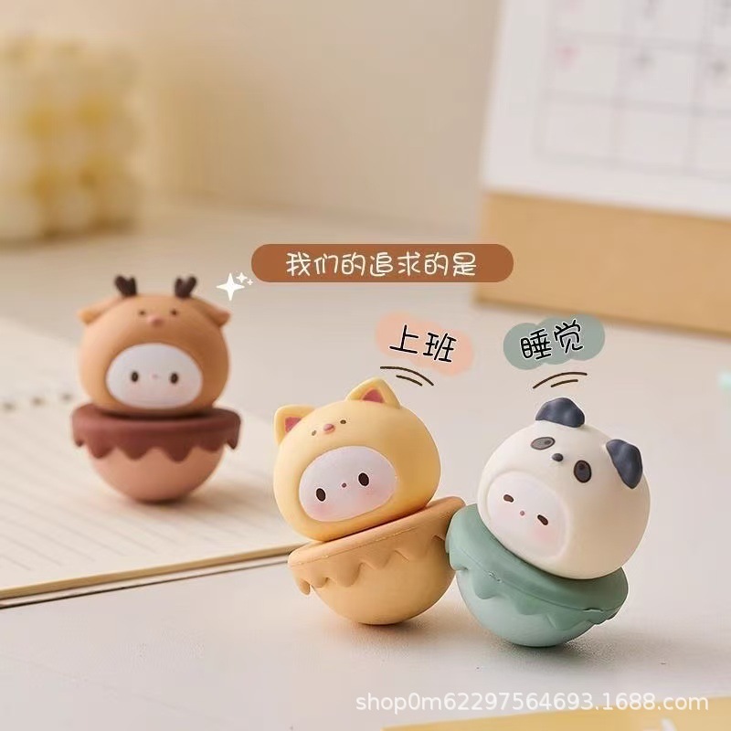 Cute Roly-Poly Toy to Heal Emotions, Small Ornament for Office Desk Decoration, Stress-Relief Gadget for Workstations, Gift for Girls