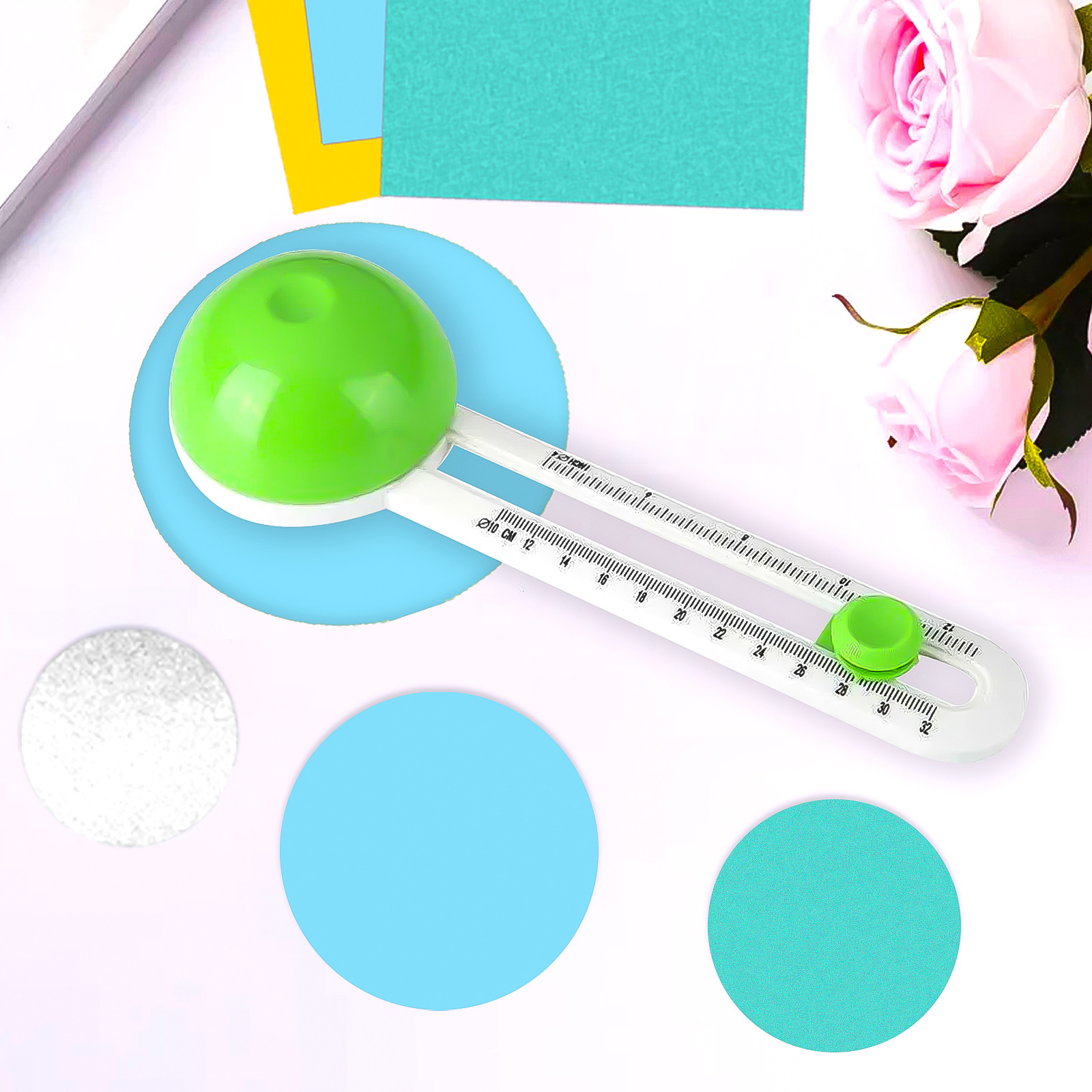 Ready Stock Round Paper Cutter Children's Creative Round Paper Cutter Different Sizes Round Plastic Round Paper Cutter