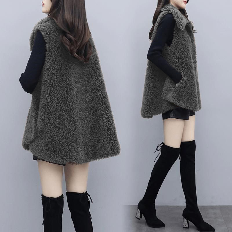 2024 Autumn and Winter New Korean Style Loose Double-sided Plush Fashion Vest Fleece Women's Coat