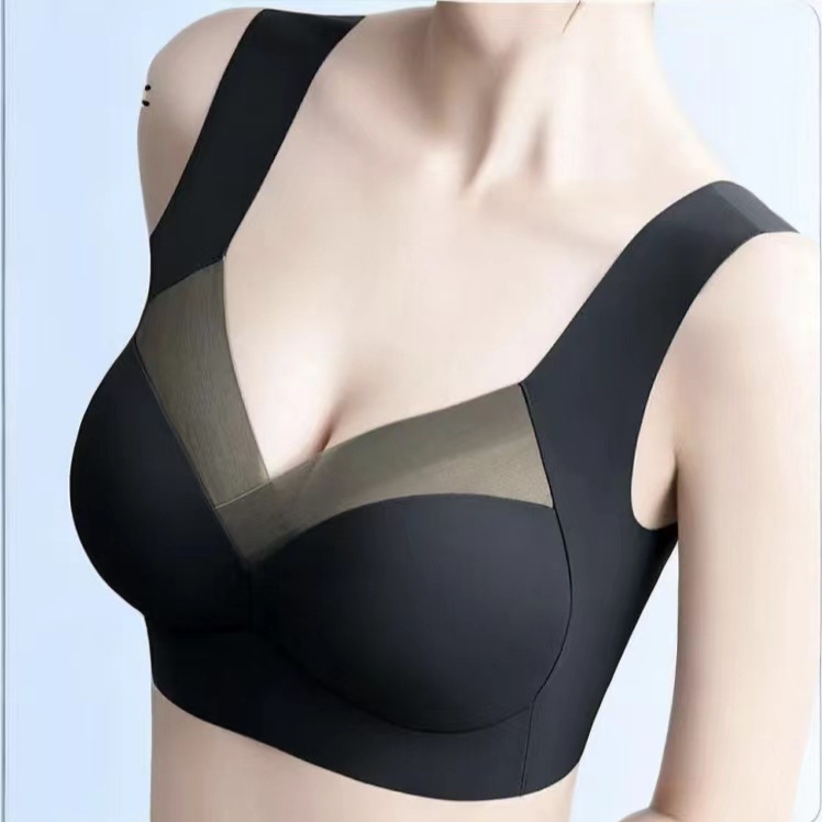 Ice Silk Seamless, Thin and Beautiful Back Women's Underwear Small Breast Gathering No Wire Bra Big Breast Revealing Small Sports Tube Top