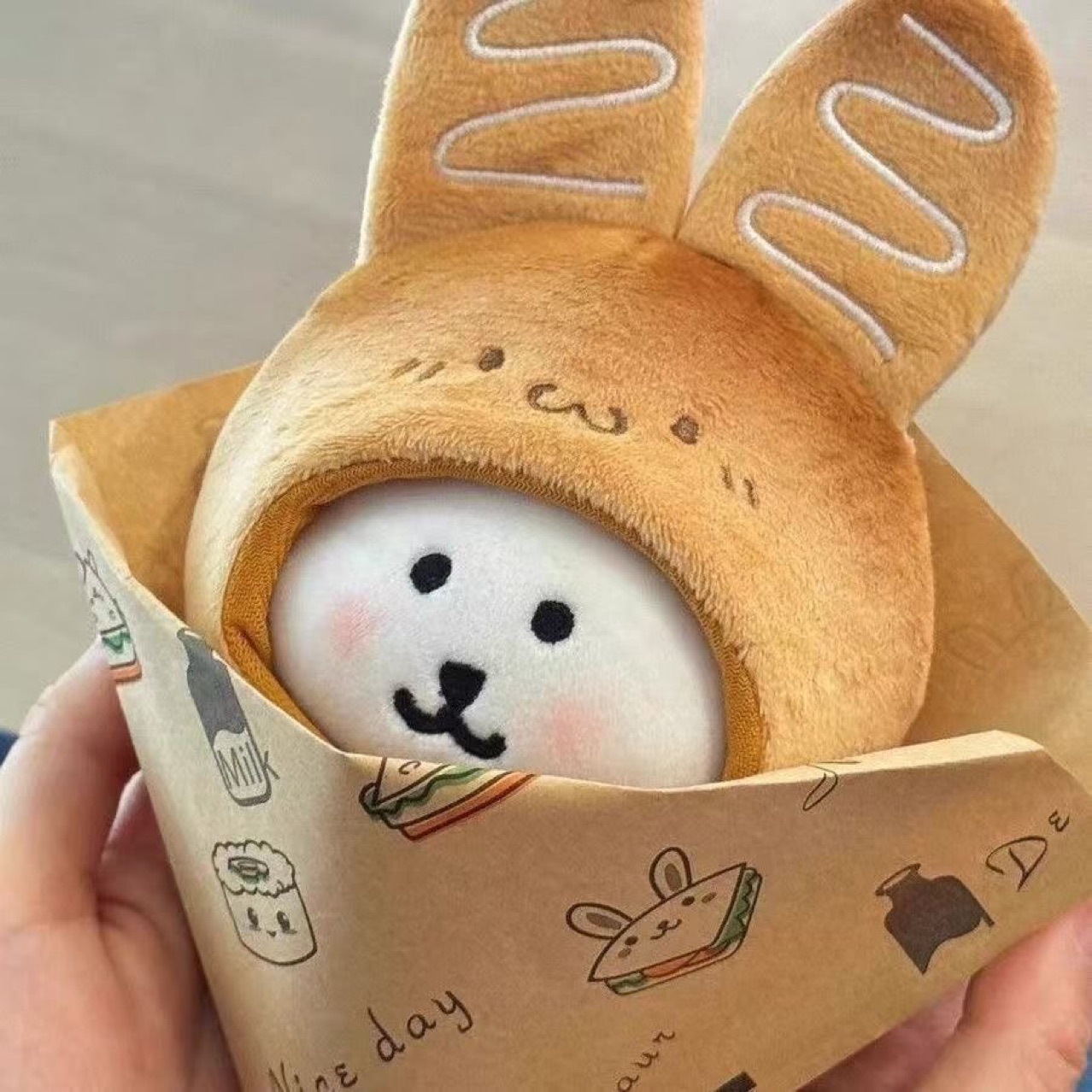 10cm Burnt Bread Cute Self-Deprecating Bear Doll Accessories Pendant Hood Cotton Doll Doll Clothes Decoration