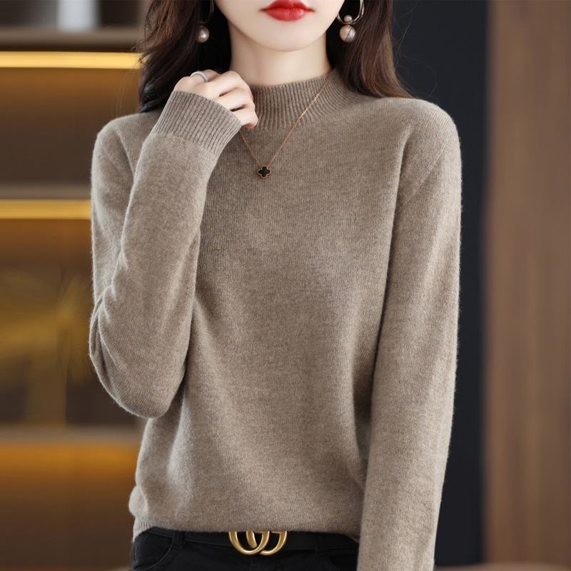 2022 New Autumn and Winter Half Turtleneck Knitwear Women's Knitwear Short Pullover Bottoming Shirt Loose and Versatile Top