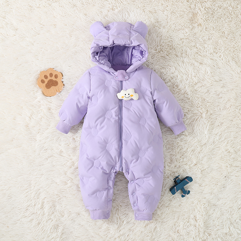 Shopping Mall Off-Season White Duck down Jacket Hooded Warm Jumpsuit 24 Winter Outing Clothes Newborn Crawling Clothes