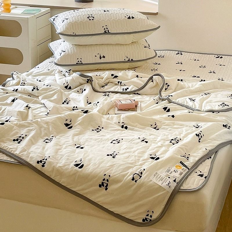 Class a Latex Mat Summer Quilt Four-Piece Set Machine Washable Summer Ice Silk Mat Three-Piece Set Single Dormitory Soft Mat