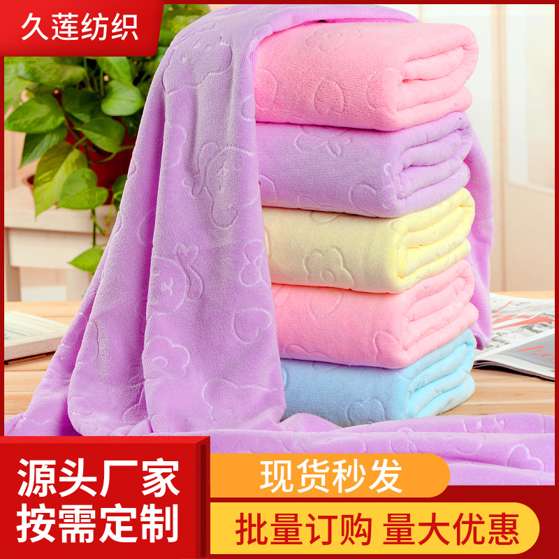 Factory wholesale microfiber embossed bath towel 70*140 absorbent colorful large towel tube breast bath towel beach towel